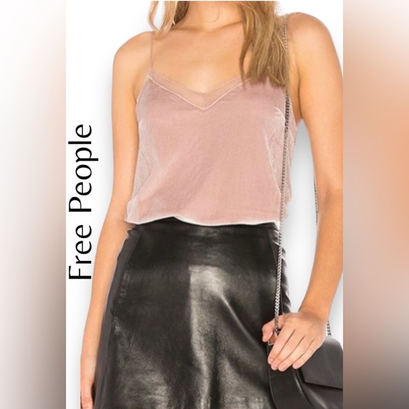 Free People Tops - Free People Pink Velvet Solid Boho Tank